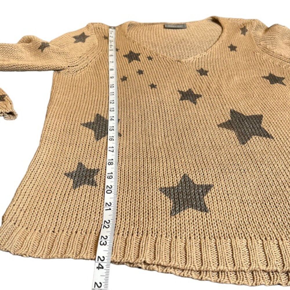Wooden Ships Knit Sweater Natural‎ Tan Metallic Black Stars Oversized S/M - Picture 8 of 10